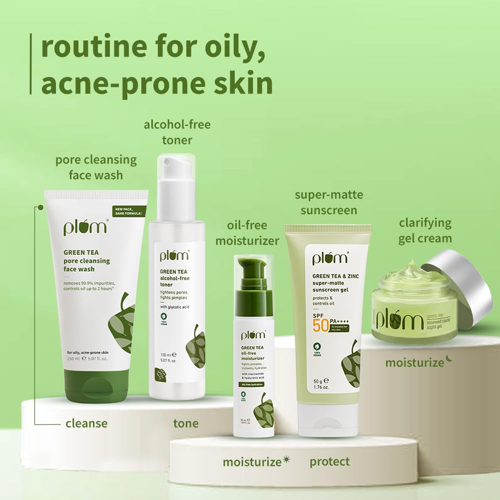 Plum Green Tea Pore Cleansing Face Wash 150ml Pack of 1 | Gentle Exfoliating, Non-Drying, Controls Oil