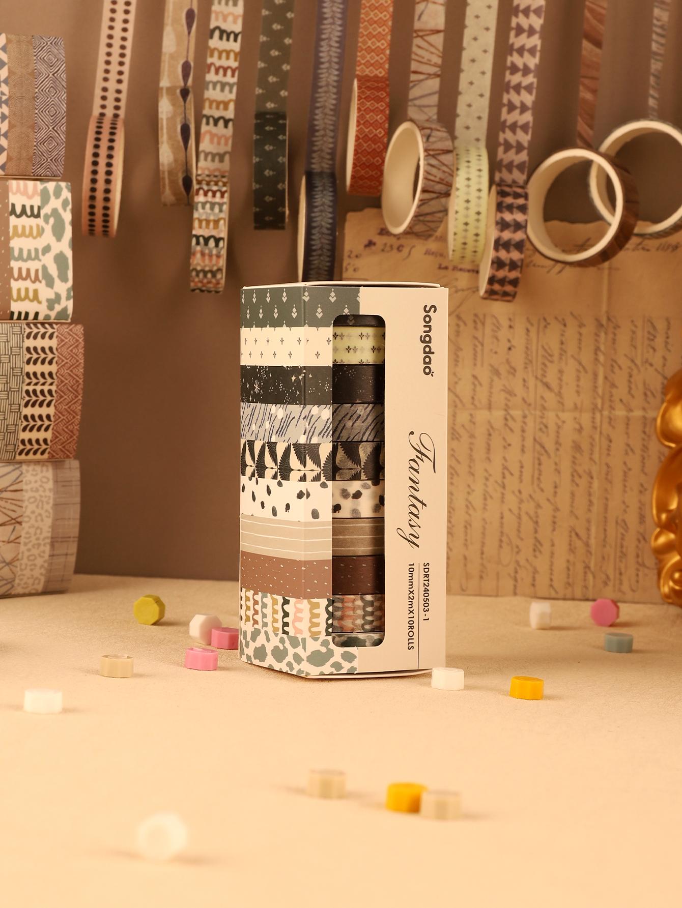 10rolls/box Geometric washi tape Scrapbooking Supplies Adhesiva Decorativa School Supplies washi tape Back-to-School Gifts