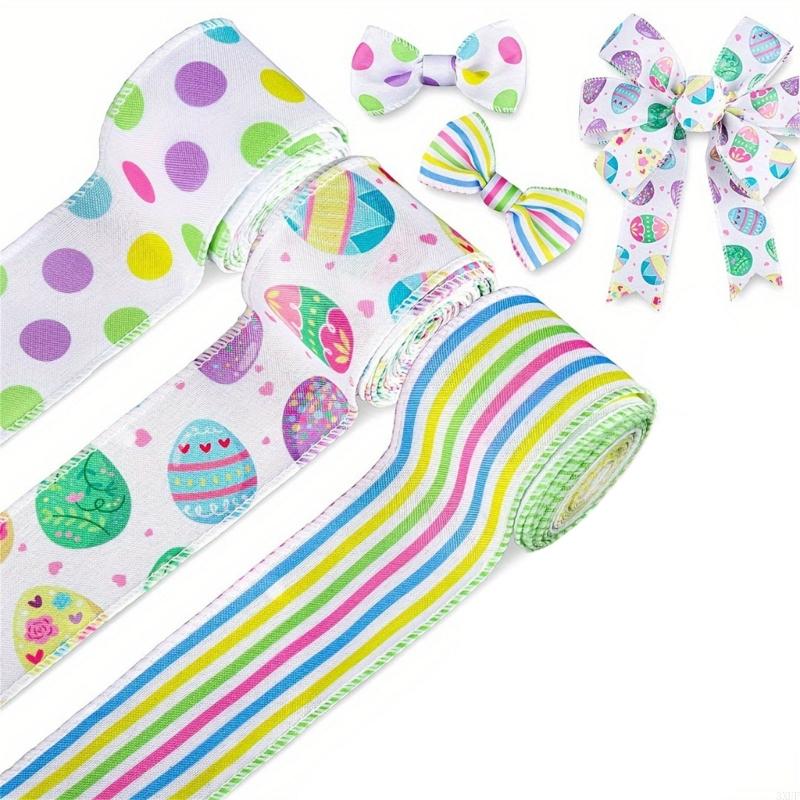 Colorful Polyester Ribbon for Easters Decoration and Creative Craft Project Gift Packaging Supplies Sewing Accessories