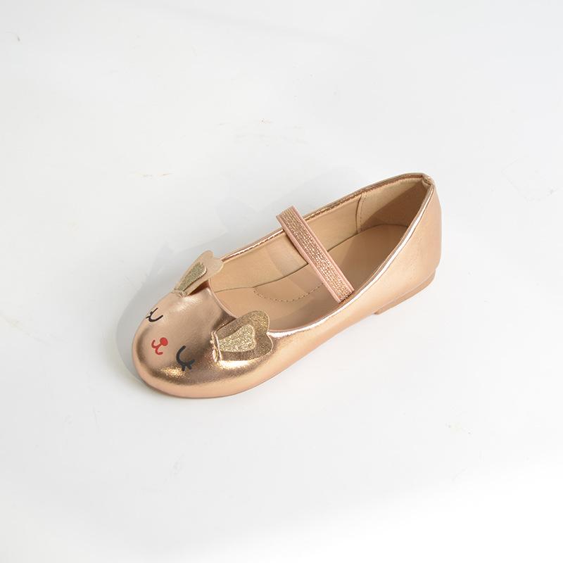 

Весенне-осенние новые туфли принцессы, милые туфли с кроликом для девочек-одноклассниц 3-6 лет, детские одинарные туфли на мягкой подошве 25 золотой