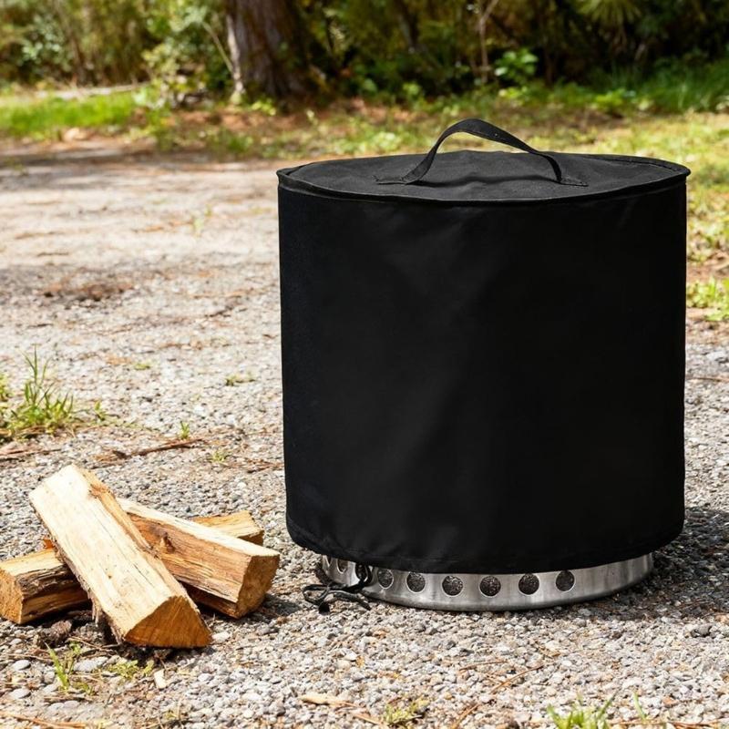 Durable Polyester Fire Pit Cover Designed For 15 Inch Round Pits Featuring Handle Easy Installation