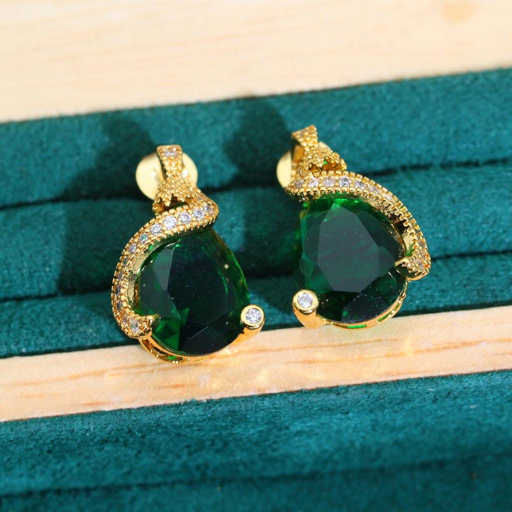 Micro Inlaid Jewelry Anti Allergic Zircon Necklace Earring Ring Gold Jewelry Set