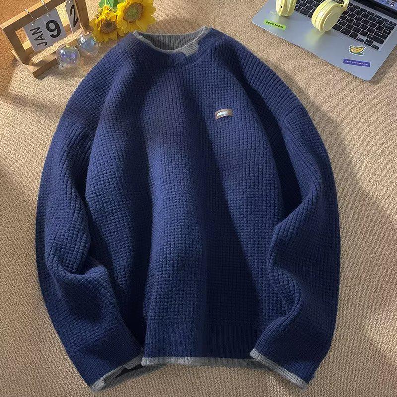 Men s Slim-Fit Jacquard Long-Sleeve Pullover Top XL темно-синий