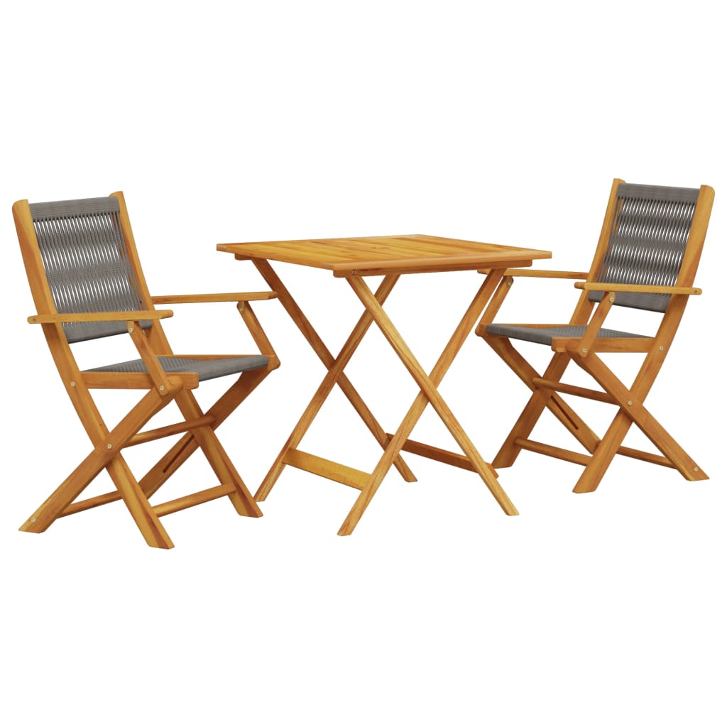 Vidaxl 3-Cz. Bistro Furniture Set, Grey Polypropylene and Wood