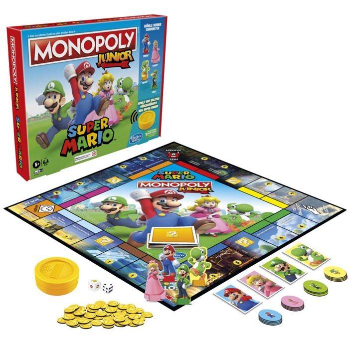 Jeu de plateau - hasbro - monopoly junior - thème super mario - effets sonores - dès 5 ans