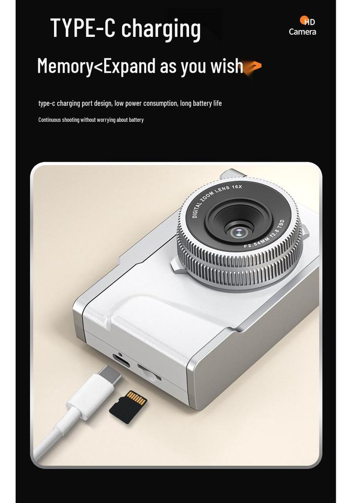 Dual Lens HD Digital Camera for Student and Travel Vlogging