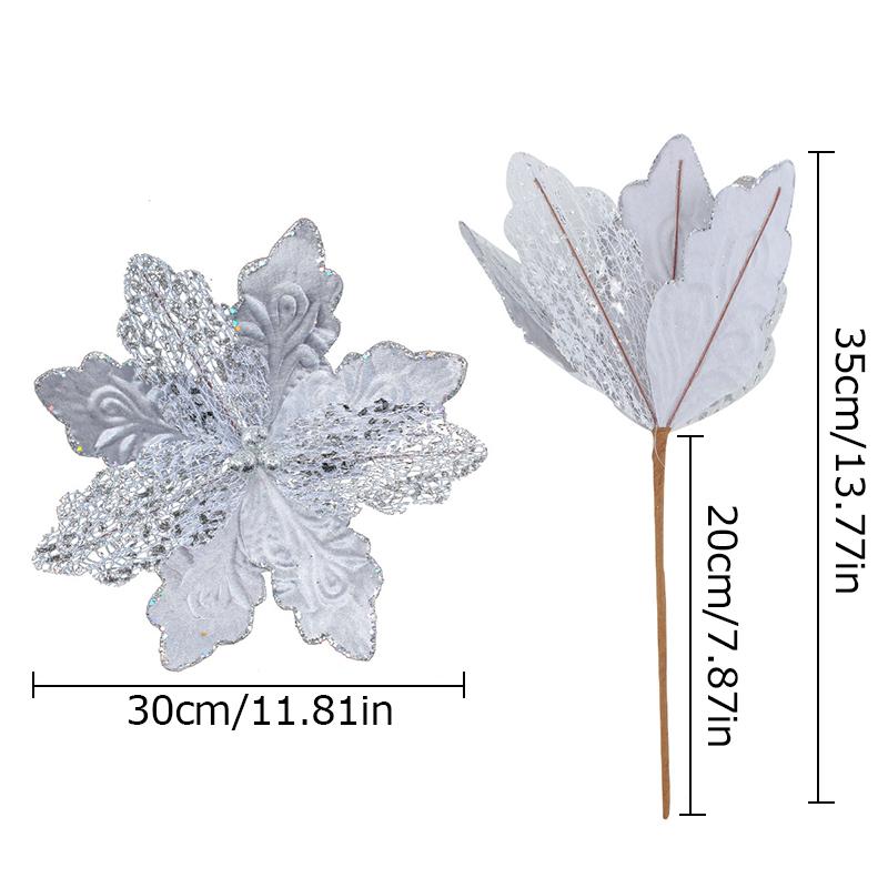 Simulated Flower Glitter Sequin Christmas Home Party Multiple Colors Unique Decorative Accessories