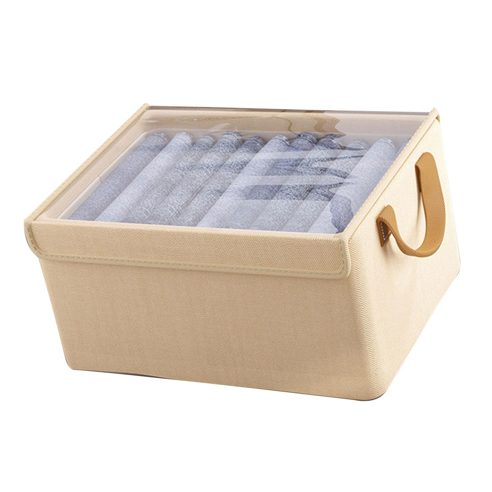 

Складной тканевый ящик для хранения с крышкой для одежды и игрушек, экономящий место органайзер для одежды, аксессуары для домашней организации L бежевый