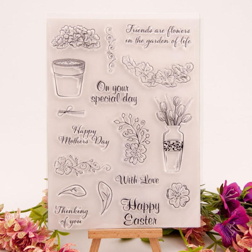 

Vase Transparent Clear Stamp For DIY Scrapbooking/Card Making/Kids Christmas Fun Decoration Supplies белый
