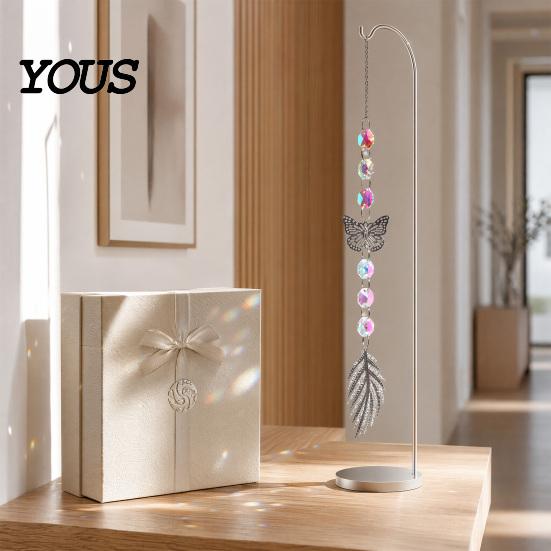 Wall Hanging Decor Colorful Crystal Suncatcher, Sun Catcher for Windows, Healing Glamorous Decoration Home, Crystals Prism Rainbow Maker,