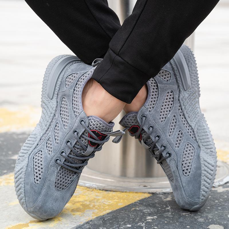 Summer Work Shoes With Protection Breathable Lightweight Safety Shoessteel Toe Cap Working  Male Construction Work Mesh Sneakers