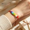 Cute Layered Cord Jewelry Colorful Hearts Bracelet, Handmade Braided String Adjustable Travel Vacation Wrist Accessory Heart Shaped Clay Beads