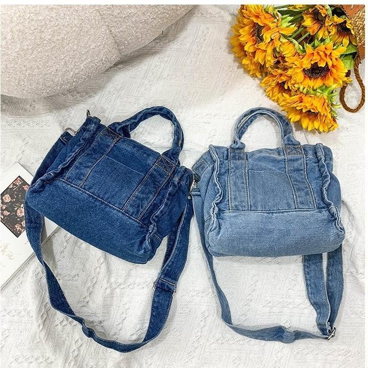 Stilvolle Koreanische Vintage Denim Canvas Tragetasche Für College-Studenten Große Kapazität