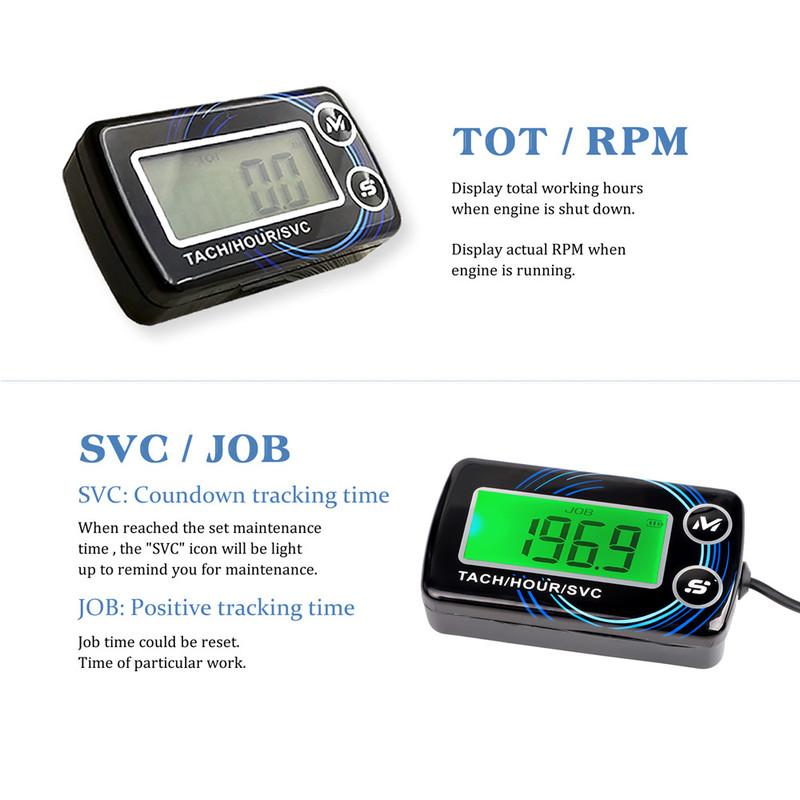 

Tach hour meter Motorcycle Meter Digital Tachometer Engine Resettable Maintenace Alert RPM Counter for Chainsaws Boats ATV
