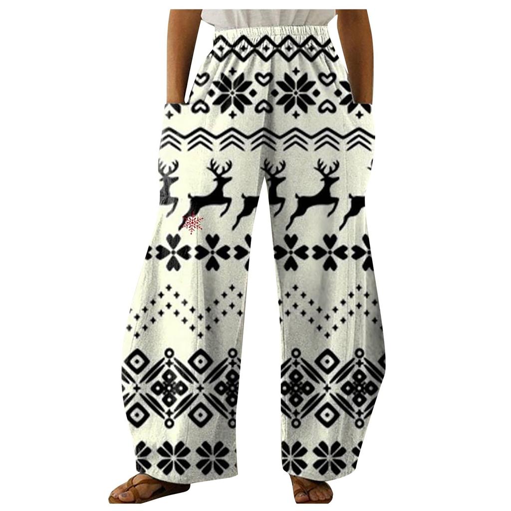Women's Fashion Christmas Elements Printed Loose Casual Wide Leg Pants