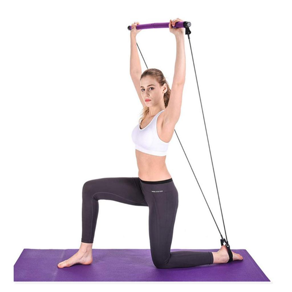 Yoga Pilates Bar Resistance Band Exercise Stick Set Home Gym Trainer Equipment for Fitness Workout