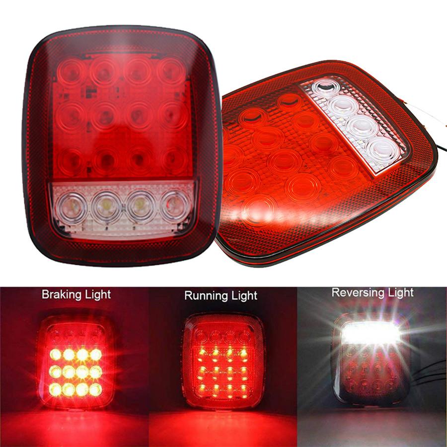 2X Square Stop Turn Tail Backup 16LED Marker Light for Jeep Wrangler JK TJ CJ YJ