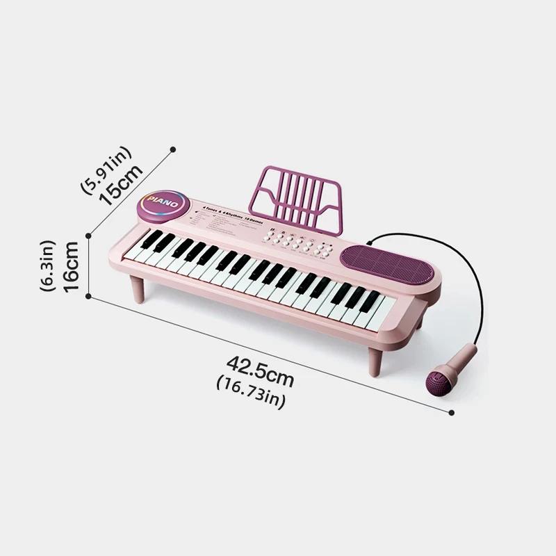 37 Tuşlu Çocuk Piyano Klavyesi Mikrofonlu Müzikal Oyuncak Müzik Notaları ile Erken Öğrenme Etkileşimli Oyun İçin 3-6 Yaş İçin En İyi Hediye