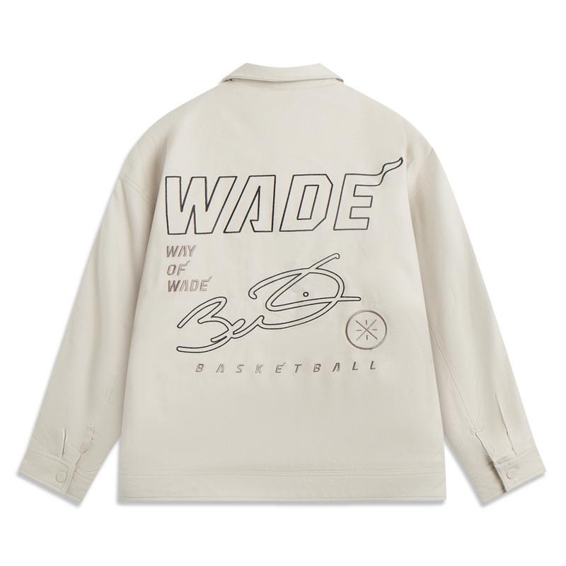 Li Ning Letter Zipper Polo Loose Cotton Jacket Women Jackets Off-White AJMU211-2