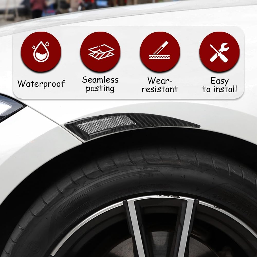 2PCS Universal Car Wheel Eyebrow Non-Collision Strips, No-Scratch Fender Protector Stickers, Carbon Fiber Trim Self-Adhesive Side Bumper Protection