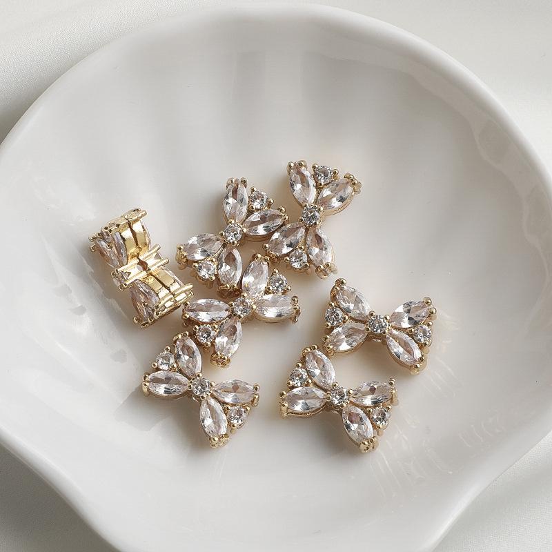 14K Gold Filled Zircon Butterfly Bow Tie Spacer Beads for DIY Jewelry Necklace Crafting
