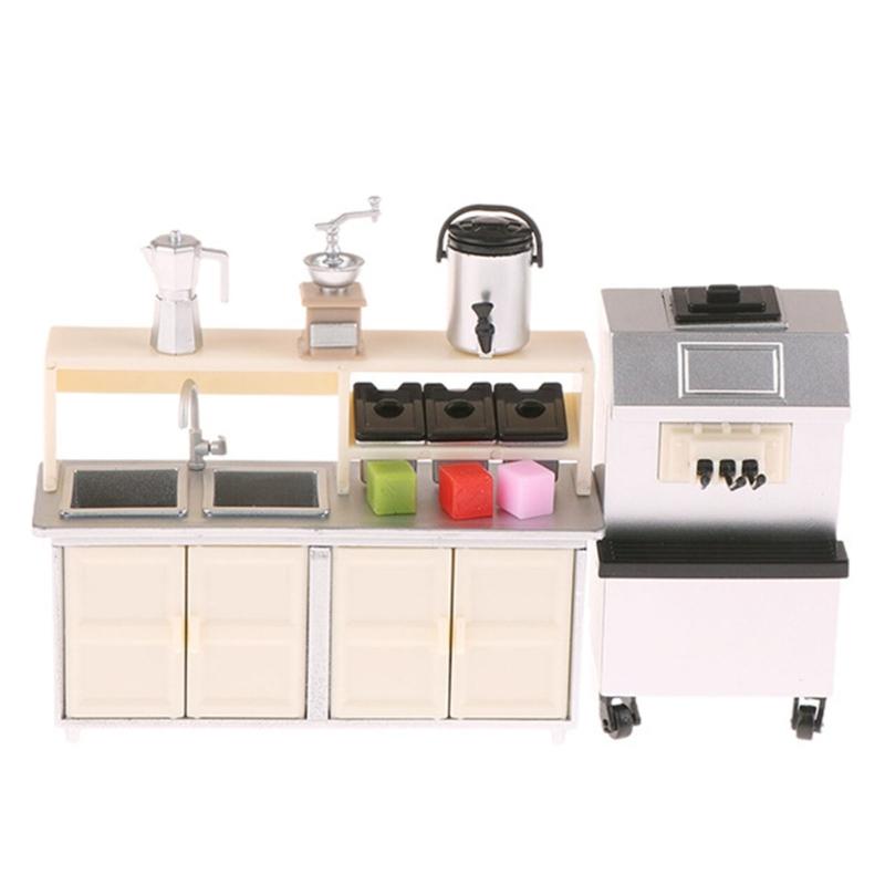 5Pcs Miniature Cafe Shop Model Figure Kits With Detailed Miniaturized Convenience Store Props For Doll House Enthusiasts