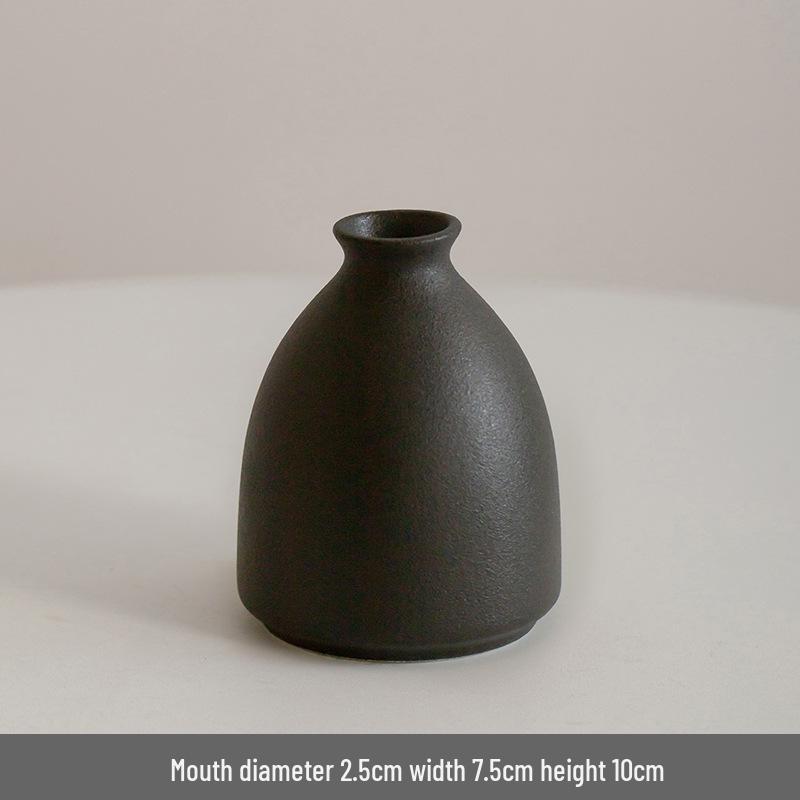 Modern Minimalist Black Ceramic Vase for Home Décor - Small Dried Flower Vase for Living Room