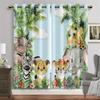 Safari Animals Cartoon Jungle Forest Drapes Blinds Suitable for Living Area Kids Bedchamber Bathroom Kicthen Door Home Decoration