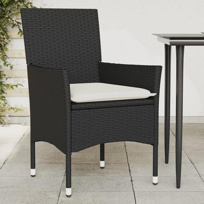 Vidaxl Garden Chairs With Cushions, 2 Pcs, Black, Poly Rattan