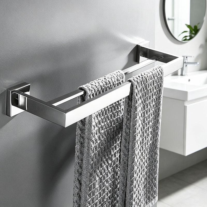 Stainless Steel Double Towel Bar - Chrome Finish Bathroom Hardware & Accessories, Wall Mounted Towel Holder