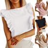 Women Blouse Ruffles Lace-up Summer Temperament Loose-fitting T-shirt for Daily Wear