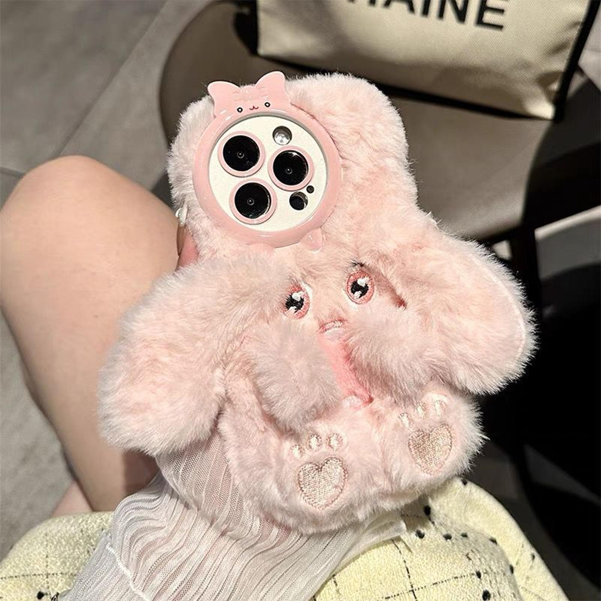 

Мультяшный плюшевый чехол для телефона с длинноухой собакой для iPhone 15 14 13 12 11 Pro Max милый пушистый чехол для телефона для девочек For iPhone 15