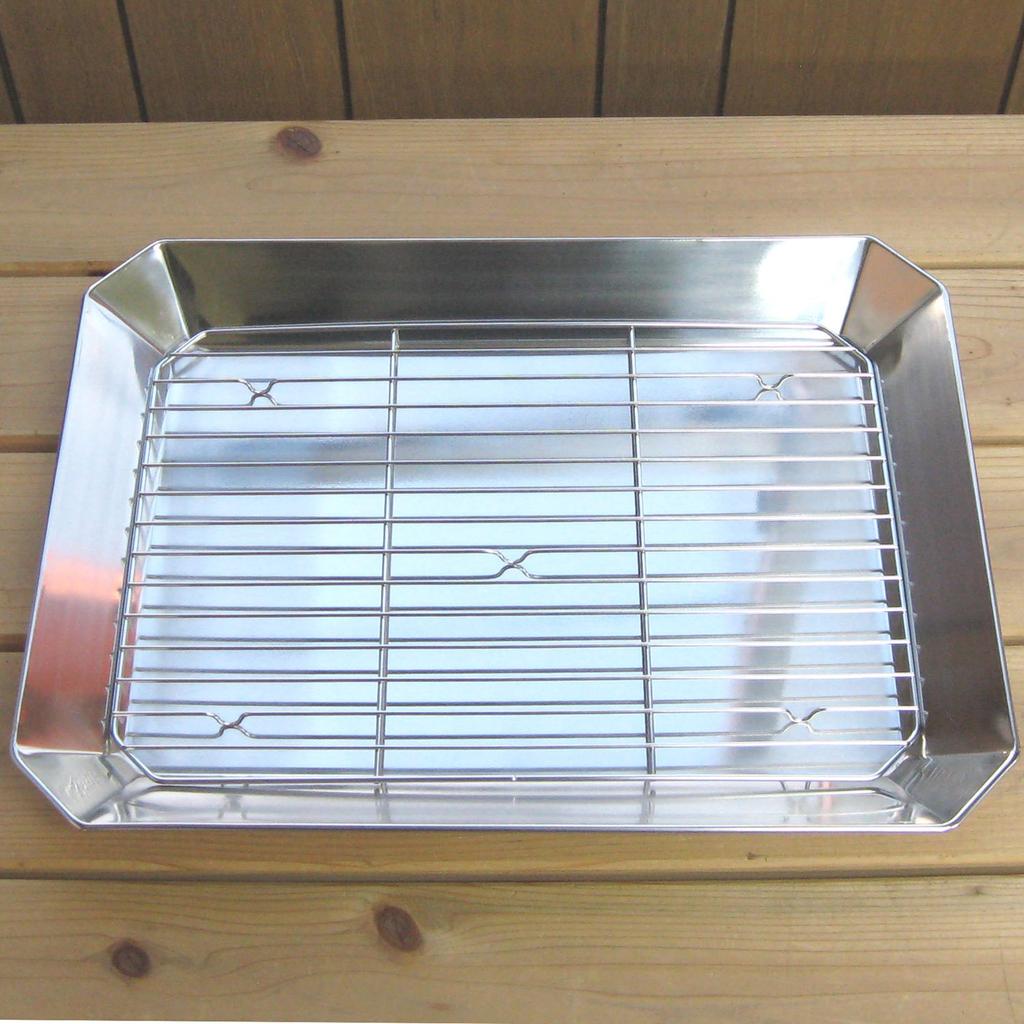 Nagao Large Rectangular Platter with Stainless Made In Japan Tsubame-Sanjo Mesh, 40cm, 18-8 Steel,