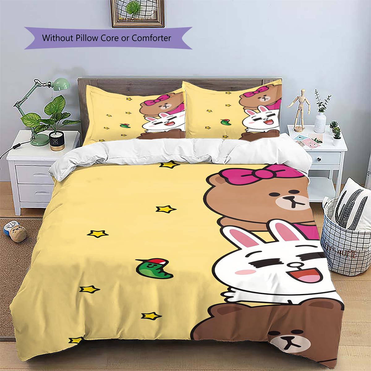 

LINE FRIENDS Playful Bedding Set Duvet Cover Pillowcase No Filler, Soft Home Bedroom Decor, Perfect Gift for Fans.chl 135x200cm