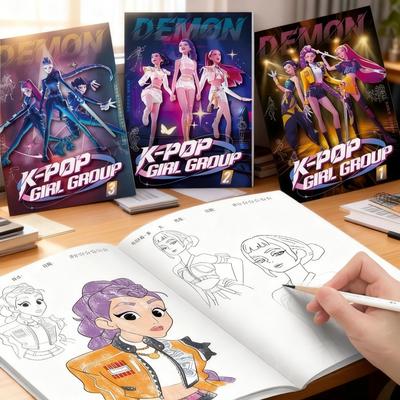 Kpop Şeytan Avcıları Boyama Kitabı Anime Karakteri Rumi Mira Zoey Sevimli Çizgi Çizim Takip Eskiz Kopyalama Resimli Kitap Çocuk Hediyeleri