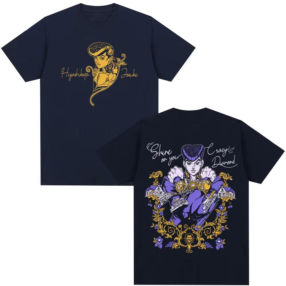 Anime JoJo Bizarre Adventure T-Shirt Higashikata Josuke Manga T-Shirts Herren Damen Baumwolle Lässig Komfort Übergroß Männliches T-Shirt