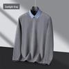 FengXun Men's Thickened Mock Shirt Collar Knit Sweater