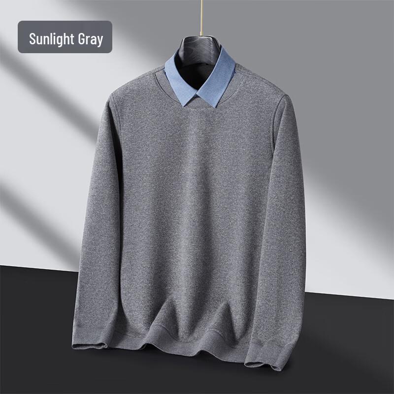 

FengXun Men s Thickened Mock Shirt Collar Knit Sweater 4XL
