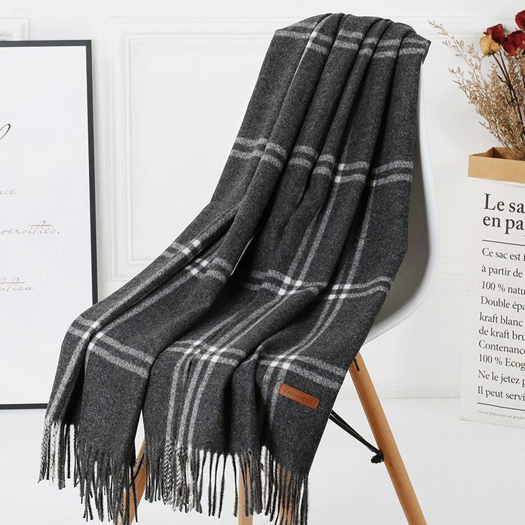 Warm Wool Scarf for Women Winter Plaid Design Soft Wear Open Scarves Female High Quality