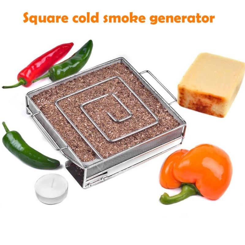 D5 BBQ Cold Smoke Generator for BBQ Grill or Smoker Wood Dust Hot and Cold Smoking Salmon Meat Burn Stainless Cooking Bbq Tools
