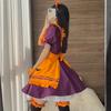 Halloween Maid Orange Bat Halloween Includes Socks [RPFLQ] Outfit, Costume, Women's Costume, Apron, Headband, Cute, Adult, 7-Piece Set, Knee-High