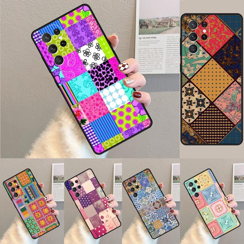Vintage Patchwork TPU Phone Case For Samsung Galaxy note 10 pro S26 S25 S24 S23 S22 Ultra Plus S21 FE S20 Shockproof Cover