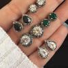 5 Pairs Retro Bohemia Style Earring Set Shimmer Crystal Ear Studs