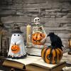 62KD Durability Resin Craft Horror Pumpkin Ghostly Statues for Halloween Enthusiasts