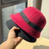 New Style Small Iron Mark Woolen Gift Fisherman Hat Women's French Retro Bow Basin Hat Noble Daughter Style Hat Winter Trend
