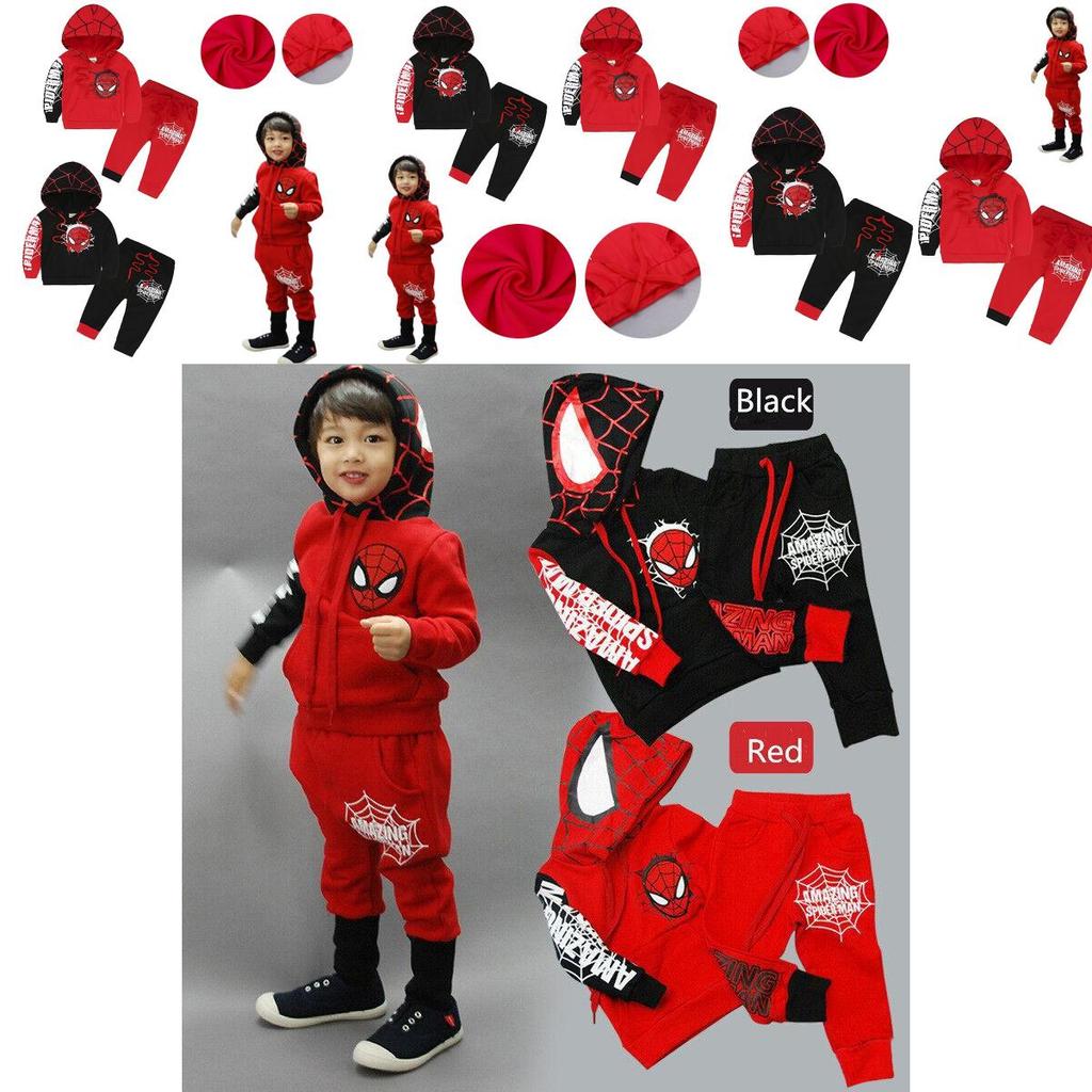 Tuta Sportiva Stylish per Bambini Spiderman a Manica Lunga con Cappuccio