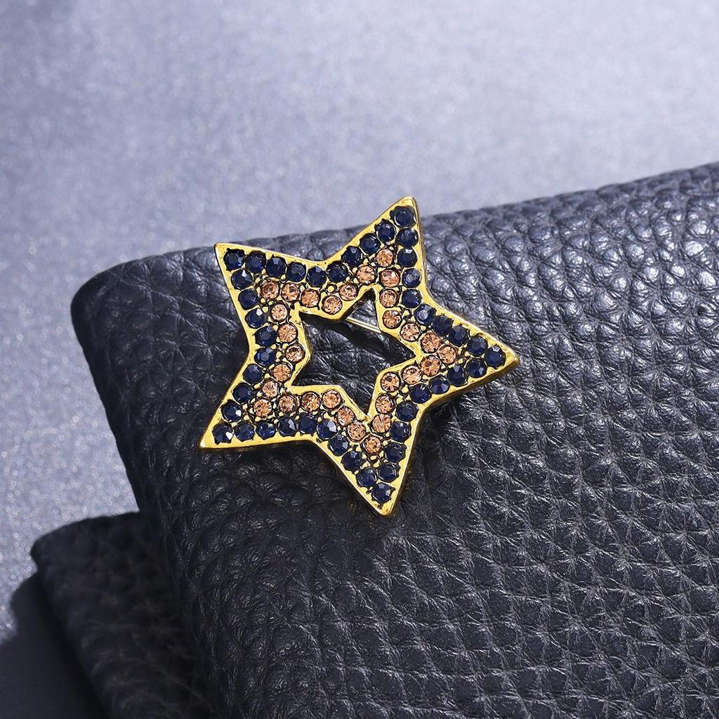Luxury Rhinestone Star Brooch Pin for Elegant Suits