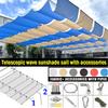 Width 1m~2m Outdoor Telescopic Awning with Installation Kit Gazebo Rainproof Wave Sun Shade Sail Patio Pergolas Sunshade Nets