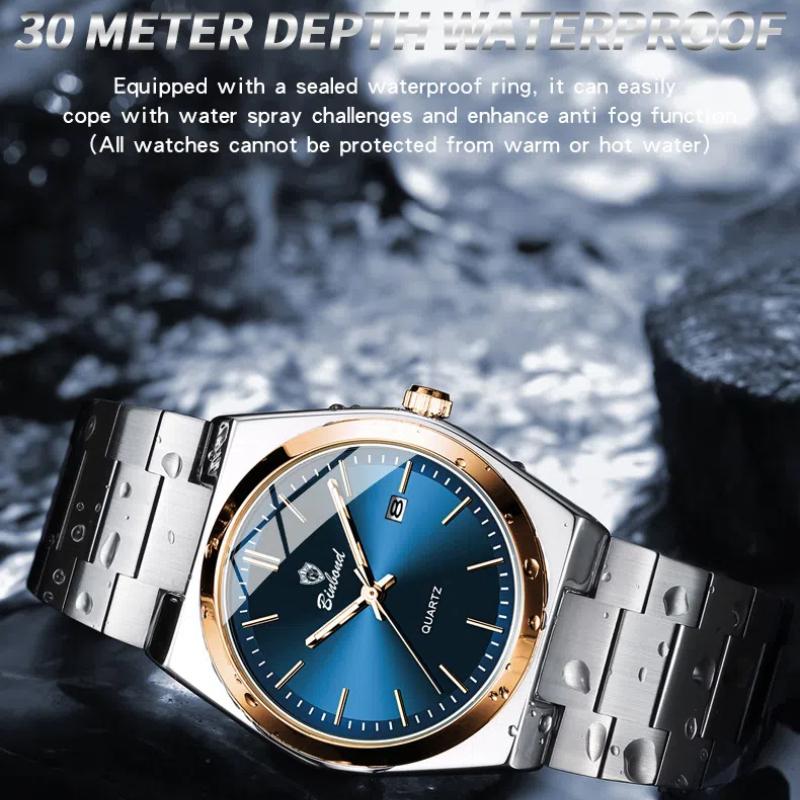 BINBOND Ceasuri Bărbați Oțel Inoxidabil Sport Moda Ceas Cuarț Original pentru Bărbați Ceas de mână Rezistent la apă Luminos Data Bărbați