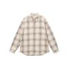 UNIQLO Checkered Stripe Pointed Collar Long Sleeve Shirt Unisex shirts Beige 462388-31